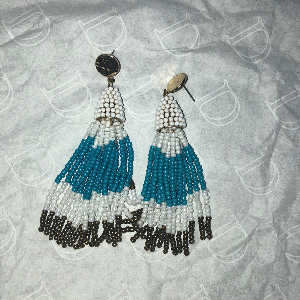 Turquoise and gold beaded earrings